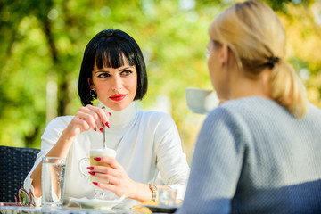 coffee time. Meeting in cafe. fashion beauty. bisiness lunch. female frienship. Relax with coffee. happy friends girls meet in cafe. happy lunch. Enjoying morning coffee. More coffee