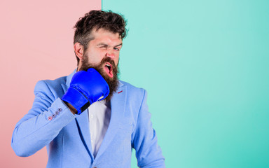 Fighting for business success. Businessman confident in his skills. Strong and powerful. Business...