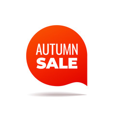 Red Vector Banner speech bubble on white background, autumn sale