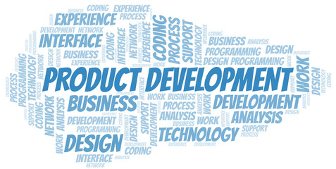 Obraz premium Product Development word cloud. Wordcloud made with text only.