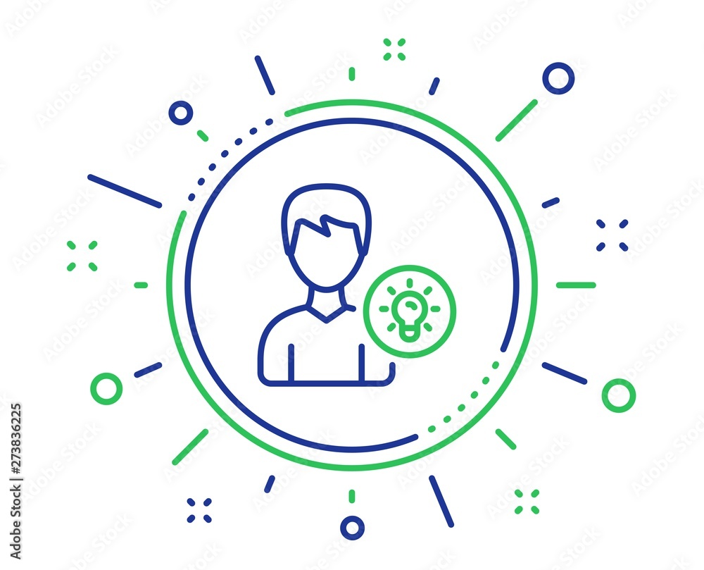 Poster user line icon. profile with lamp bulb sign. male person silhouette with idea symbol. quality design