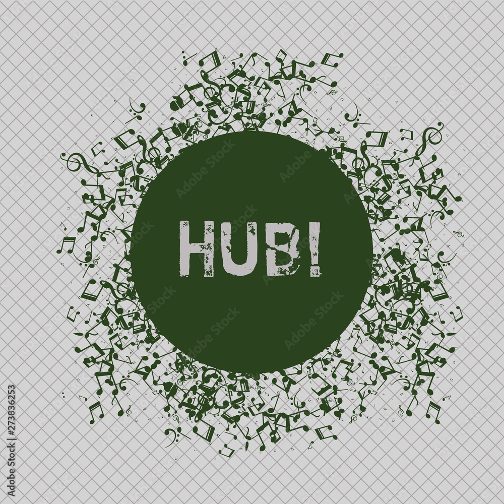 Poster writing note showing hub. business concept for device connecting computers center of wheel activitie
