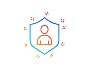 Fototapeta premium User Protection line icon. Profile Avatar with shield sign. Person silhouette symbol. Gradient design elements. Linear security icon. Random shapes. Vector