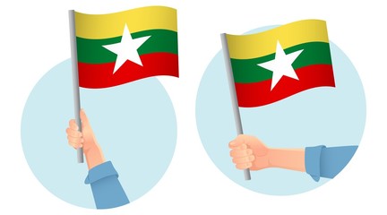 Burma flag in hand icon