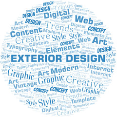 Obraz premium Exterior Design word cloud. Wordcloud made with text only.