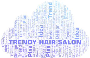Trendy Hair Salon word cloud. Wordcloud made with text only.