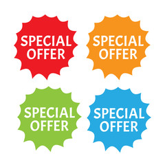 Special offer labels set. Special Offer grunge red tags
