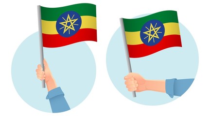 Ethiopia flag in hand icon