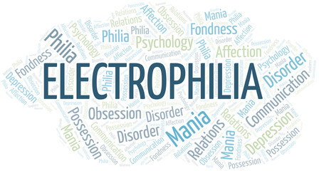 Electrophilia word cloud. Type of Philia.