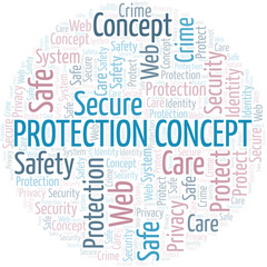 Protection Concept word cloud. Wordcloud made with text only.