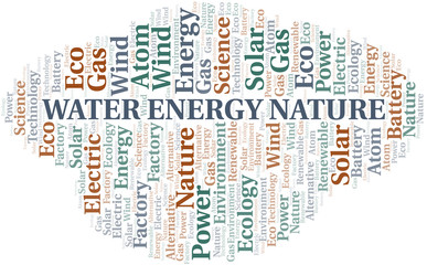 Fototapeta na wymiar Water Energy Nature word cloud. Wordcloud made with text only.