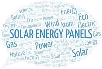 Obraz premium Solar Energy Panels word cloud. Wordcloud made with text only.
