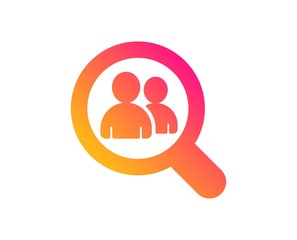 Business recruitment icon. Search employees sign. Magnifying glass symbol. Classic flat style. Gradient search employees icon. Vector