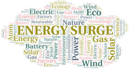 Fototapeta premium Energy Surge word cloud. Wordcloud made with text only.