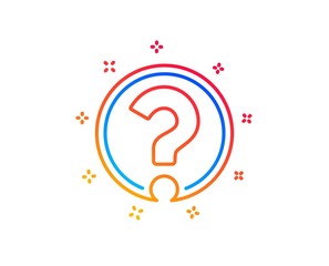 Question mark line icon. Support help sign. FAQ symbol. Gradient design elements. Linear question mark icon. Random shapes. Vector