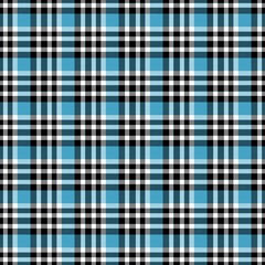 Seamless geometric gingham pattern. Abstract background. Blue, black and white stripes