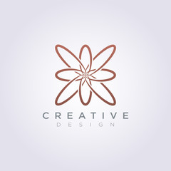 Vector Icon Design Decorative Logo Luxury Line Flower