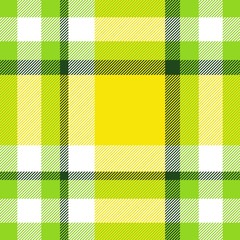 Seamless geometric gingham pattern. Abstract background. Green, yellow and white stripes