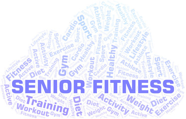 Obraz premium Senior Fitness word cloud. Wordcloud made with text only.