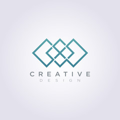 Vector Logo Icon Design Line Modern Square Pattern