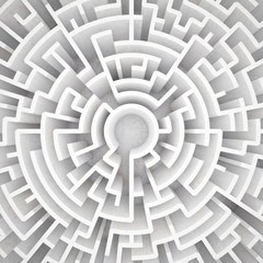 3d rendering circular maze in top view