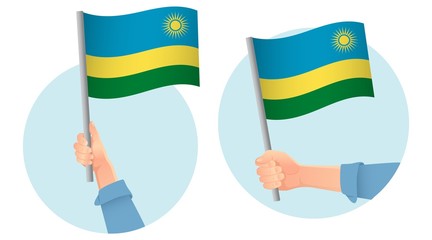 Rwanda flag in hand icon