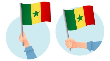 Senegal flag in hand icon