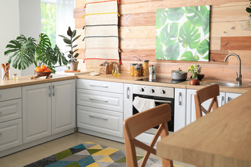 Stylish interior of modern kitchen