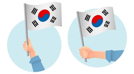 south korea flag in hand icon