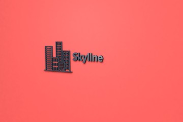 Obraz premium Illustration of Skyline with dark grey text on red background