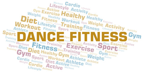 Dance Fitness word cloud. Wordcloud made with text only.