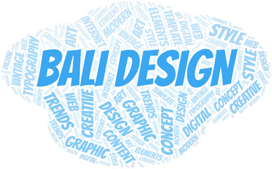 Fototapeta premium Bali Design word cloud. Wordcloud made with text only.