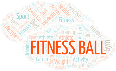 Obraz premium Fitness Ball word cloud. Wordcloud made with text only.