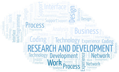 Research And Development word cloud. Wordcloud made with text only.
