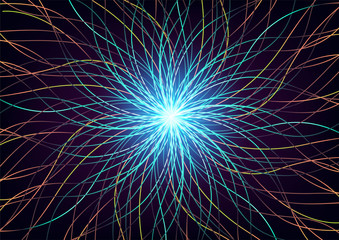 Obraz premium Connection data visualization. Fractal element with lines and dots array. Big data connection complex. Graphic abstract background. Vector illustration