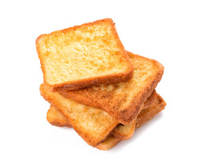 Tasty French toasts on white background