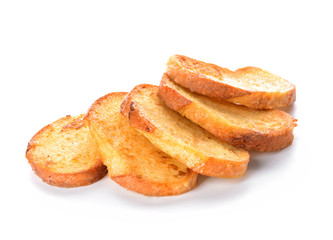 Tasty French toasts on white background
