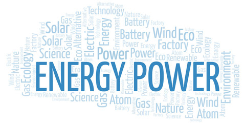 Energy Power word cloud. Wordcloud made with text only.