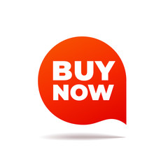 Red Vector Banner speech bubble on white background, buy now