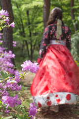 Obraz na płótnie Canvas Woman in Korean traditional dress (Hanbok)