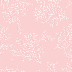 Seamless coral pattern - Great for summer textile print or wedding invitations, cards, backgrounds, gifts, packaging design projects. Surface pattern design.