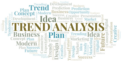 Fototapeta premium Trend Analysis word cloud. Wordcloud made with text only.