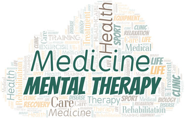 Mental Therapy word cloud. Wordcloud made with text only.