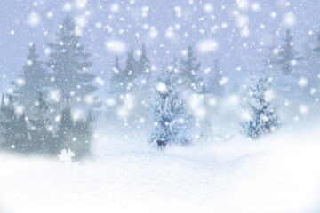Winter background of snow and the frost with free space for your decoration. Christmas background. Houses in the snow.