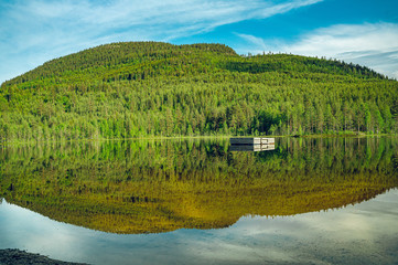 Telemark Norway Scandinavia Jezioro lustrzane odbicie natura
