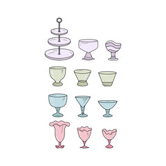 Simple set of glass dish icons. Vector illustration. 