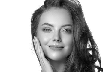 Naklejka premium Monochrome beauty woman face closeup 