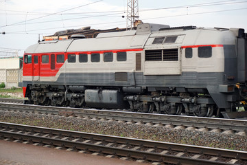 Powerful Diesel Locomotive on the railway.