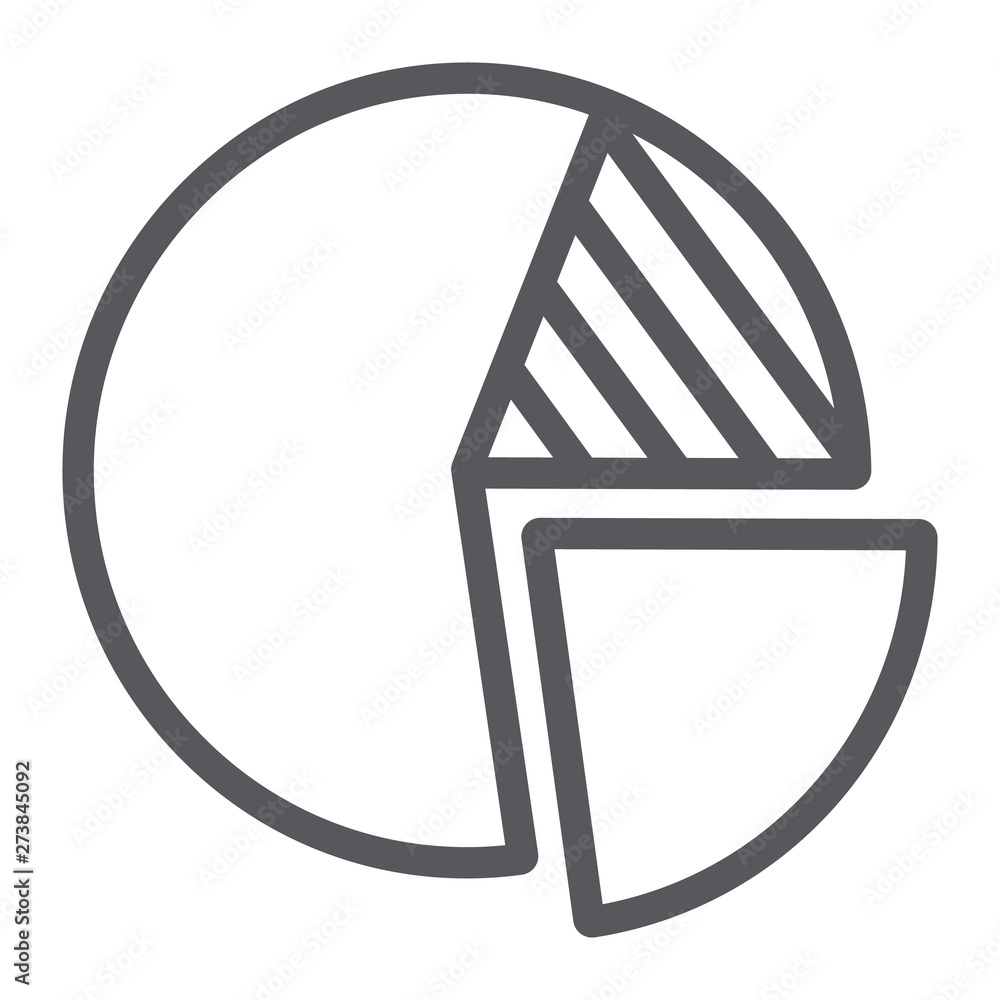 Poster pie chart line icon, finance and statistics, round graph sign, vector graphics, a linear pattern on 