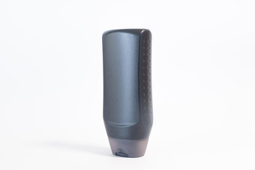 Blank plastic shampoo bottle on white background. Copy space for